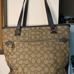 Coach Beige and Brown Signature Tote